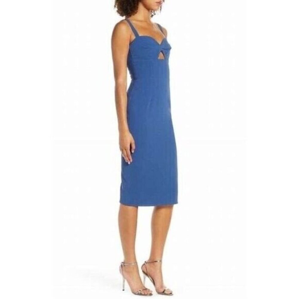 Dress the population Eve Sweetheart Twist Front Sleeveless Midi Sheath Dress XXS